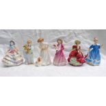 6 VARIOUS SMALL ROYAL DOULTON FIGURES INCLUDING SIT, SLEEPYHEAD,