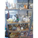 SELECTION OF VARIOUS ART POTTERY, ART GLASS, MALING BOWL, ROYAL ALBERT BRIGADOON TEAWARE,