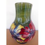 MOORCROFT VASE DECORATED WITH FLOWERS, WITH IMPRESSED SIGNATURE & MONOGRAM WM,