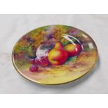 ROYAL WORCESTER FRUIT DECORATED PLATE SIGNED E TOWNSEND. DIAMETER 11.