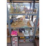 SELECTION OF VARIOUS ITEMS INCLUDING CRYSTAL BOWLS, GILT LIGHT FITTINGS,