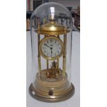 DANISH GILT MANTLE CLOCK WITH GLASS DOME - 43 CM TALL