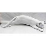 ROYAL COPENHAGEN WHITE CREEPING CAT - 46 CM LONG Condition Report: In good condition.