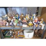 SELECTION OF NAUTICAL THEMED FIGURES & MODEL BOATS OVER TWO SHELVES