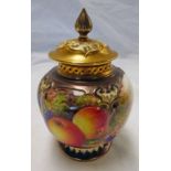 ROYAL WORCESTER LIDDED POT POURRI JAR PAINTED WITH FRUIT,