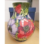 MOORCROFT ANEMONE TRIBUTE PATTERN VASE BY EMMA BOSSONS, DATED 2002. 23.