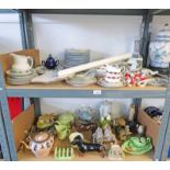 SELECTION OF VARIOUS ITEMS INCLUDING PORCELAIN FIGURES, LILLIPUT LANE COTTAGES,