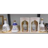 SEALED BELLS DECANTER QEII BIRTHDAY 2 SEALED IN BOXES AND 2 OTHERS