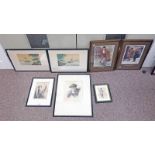 SELECTION OF VARIOUS FRAMED PICTURES INCLUDING 2 FRAMED ETCHINGS