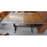 OAK RECTANGULAR TABLE ON SHAPED SUPPORTS LENGTH 138CM