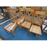 SET OF 4 OAK DINING CHAIRS INCLUDING 2 ARMCHAIRS