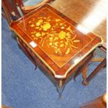 19TH CENTURY FRENCH INLAID ROSEWOOD SIDE TABLE WITH DRAWER AND SHAPED SUPPORTS - 74 CM TALL