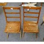 PAIR FOLDING OAK CHILDS CHAIR