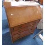 WALNUT BUREAU WITH FALL FRONT OVER 4 DRAWERS