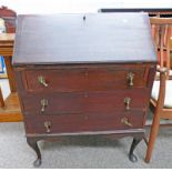 MAHOGANY BUREAU ON QUEEN ANNE SUPPORTS