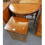 INLAID MAHOGANY CHEST OF 4 DRAWERS 60 CM TALL & A 1/2 MOON TABLE