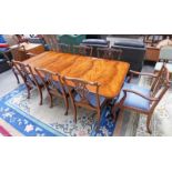 MAHOGANY TWIN PEDESTAL DINING TABLE WITH ONE LEAF,