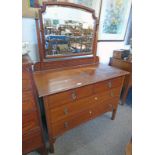 EARLY 20TH CENTURY MAHOGANY DRESSING TABLE WITH 2 SHORT & 2 LONG DRAWERS