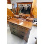 MAHOGANY DRESSING TABLE WITH SWING MIRROR & 2 SMALL DRAWERS OVER 2 SHORT & 2 LONG DRAWERS.