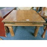 CARVED ORIENTAL HARDWOOD TABLE 60 CMS SQUARE