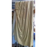 PAIR OF 21ST CENTURY YELLOW LINED CURTAINS 252CM TALL WITH TIEBACKS AND PAIR OF TIEBACKS
