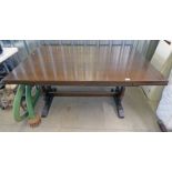 20TH CENTURY OAK PULL OUT REFECTORY TABLE 205CM EXTENDED 90CM WIDE