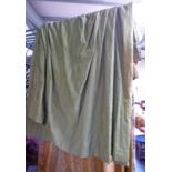 PAIR OF 21ST CENTURY GREEN LINED CURTAINS 235CM TALL X 254CM WIDE