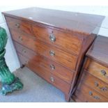 19TH CENTURY MAHOGANY CHEST OF 2 SHORT OVER 3 LONG DRAWERS ON BRACKET SUPPORTS 104 CM TALL