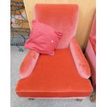 EARLY 20TH CENTURY OVERSTUFFED ARMCHAIR ON SQUARE SUPPORTS Condition Report: Good