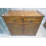 21ST CENTURY HARDWOOD SIDE CABINET WITH 2 DRAWERS & 2 PANEL DOORS 85CM TALL X 100CM WIDE