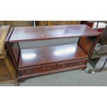 MAHOGANY ADJUSTABLE CABINET WITH MOVEABLE TOP & 2 DRAWERS BELOW