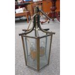 BRASS HEXAGONAL CENTRE CEILING LIGHT FITTING - 62 CM TALL