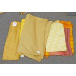 YELLOW MATERIAL 12 YARDS POSSIBLY & VARIOUS STRIPED MATERIAL,