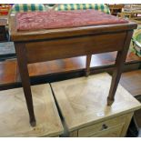 EARLY 20TH CENTURY MAHOGANY STOOL WITH LIFT UP LID ON SQUARE TAPERED SUPPORTS