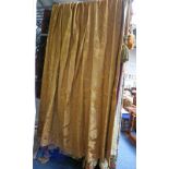 1 X 21ST CENTURY 2 SIDED GREEN/GOLD LINED CURTAIN 288CM TALL X 258CM WIDE WITH TIEBACK