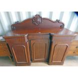 19TH CENTURY MAHOGANY SIDEBOARD WITH 3 DRAWERS OVER 3 PANEL DOORS ON PLINTH BASE 134CM TALL X 152CM