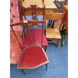 LATE 19TH CENTURY NURSING CHAIR WITH INLAID DECORATION, SPAR BACK ,
