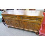 OAK ARTS & CRAFTS STYLE SIDEBOARD WITH 2 DRAWERS AND 3 PANEL DOORS