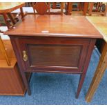 MAHOGANY BEDSIDE CABINET WITH PANEL DOOR & SQUARE SUPPORTS 74CM TALL