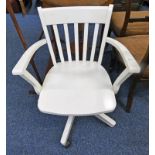 WHITE HARDWOOD SWIVEL CHAIR