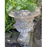 PAINTED GARDEN URN ON PLINTH BASE 100 CM TALL