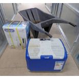 DELONGHI DEUMIDIFICATORE WITH A PLASTIC WHEEL BARROW & A HALFORDS ELECTRIC COOL BOX