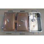 3 MERMAID STAINLESS STEEL & COPPER HEATED BUFFET TRAYS & LIDS