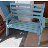 PAINTED BLUE GARDEN BENCH