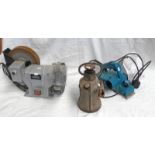 DRAPER 250W WET 7 DRY BENCH GRINDER WITH DUNLOP JACK AND MAKITA POWER PLANER