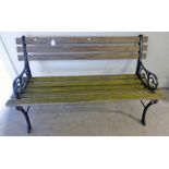 SMALL GARDEN BENCH WITH METAL ENDS 122CM LONG