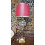 CONVERTED PARAFFIN TABLELAMP WITH CORINTHIAN COLUMN