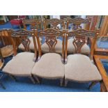 SET OF 6 MAHOGANY DINING CHAIRS WITH CARVED DECORATION ON TURNED SUPPORTS Condition