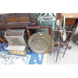 EASTERN BRASS TRAY WITH FOLDING STAND,