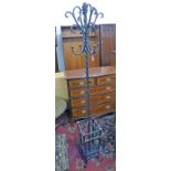 METAL COAT/STICK STAND WITH BARLEY TWIST COLUMN - 187CM TALL